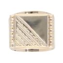 14ct Yellow Gold Patterned Square Signet Ring