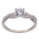 9ct White Gold Cubic Zirconia Solitaire Crossover Ring