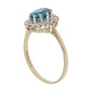 9ct Yellow Gold 0.05ct Diamond and Blue Topaz Cluster Ring