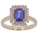 14ct Yellow Gold 0.40ct Diamond And Tanzanite Cluster Ring