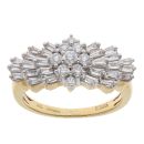 18ct Yellow Gold 1.00ct Brilliant And Baguette Cut Diamond Cluster Ring