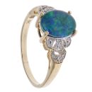 9ct Yellow Gold 0.05ct Diamond and Blue Opal Triplet Ring