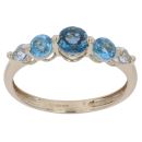 9ct Yellow Gold Five Stone Blue Multi Gemstone Ring