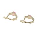 14ct Yellow Gold Cubic Zirconia And Pink Heart Stone Set Earrings