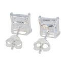 Silver Large Square Cubic Zirconia Stud Earrings by Icesia