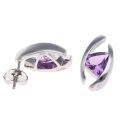 925 Sterling Silver Amethyst Fancy Stud Earrings