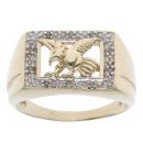 9ct Yellow Gold 0.05ct Diamond Eagle Signet Ring