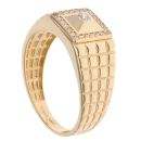 14ct Yellow Gold Cubic Zirconia Signet Ring