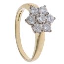 18ct Yellow Gold 1.00ct Brilliant Cut Diamond Daisy Cluster Ring