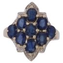 9ct Yellow Gold 0.02ct Diamond and Sapphire Cluster Ring