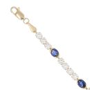 14ct Yellow Gold Cubic Zirconia and Blue Gemstone Bracelet 7"