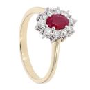 9ct Yellow Gold Ruby and Diamond Cluster Ring