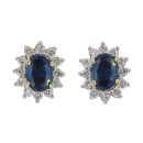 18ct Yellow Gold 0.60ct Brilliant Cut Diamond and Sapphire Cluster Earrings
