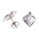 925 Sterling Silver Cubic Zirconia Leaf Stud Earrings