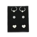 New 925 Silver Crystal Hoop & Stud Earrings Set