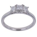 18ct White Gold 0.60ct Princess Cut Diamond Trilogy Ring