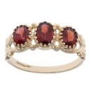 9ct Yellow Gold Three Stone Garnet Fancy Ring