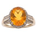 9ct Yellow Gold 0.35ct Diamond And Fire Opal Cluster Ring