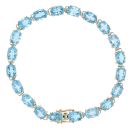 9ct Yellow Gold Blue Topaz Bracelet 6.5"