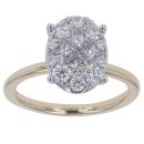 9ct Yellow Gold 1.00ct Princess and Brilliant Cut Diamond Cluster Ring