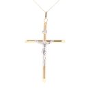 9ct Yellow And White Gold Plain Crucifix Pendant And Chain 18"