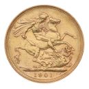 1901 Victoria Old Head Australia Half Sovereign Coin