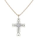 9ct Yellow Gold Cubic Zirconia Cross Pendant and Chain 24"