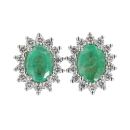 18ct Yellow Gold Emerald and Diamond Cluster Earrings