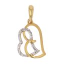 22ct Yellow and White Gold Duo Heart Pendant