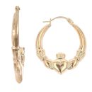 9ct Yellow Gold Claddagh Hoop Earrings
