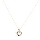 9ct Yellow Gold Cubic Zirconia and Sapphire Heart Pendant and Chain 18"