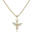 9ct Yellow Gold Cubic Zirconia Angel Pendant and Chain 20"