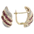 14ct Yellow Gold 0.10ct Diamond and Ruby Earrings