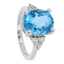 9ct White Gold 0.11ct Diamond And Topaz Ring