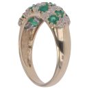 9ct Yellow Gold 0.05ct Diamond And Emerald Cluster Ring