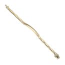 14ct Yellow Gold Monaco ID Curb Cubic Zirconia Heart Pave Lock Bracelet 5.5"