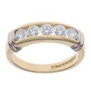 18ct Yellow and White Gold 0.75ct Brilliant Cut Diamond Five Stone Ring