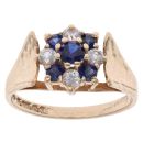 9ct Yellow Gold Created Sapphire and Cubic Zirconia Ring
