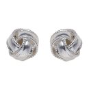 Silver Patterned Knot Stud Earrings By Icesia