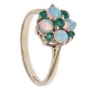 9ct Yellow Gold Emerald and Opal Cluster Ring