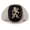 9ct Yellow Gold Onyx Lion Signet Ring