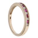 9ct Yellow Gold 0.10ct Diamond and Ruby Half Eternity Ring