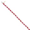 9ct Yellow Gold Created Ruby and Diamond Bracelet 7"