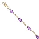 9ct Yellow Gold Amethyst Bracelet 7"