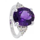 9ct White Gold 0.15cts Diamond And Amethyst Ring