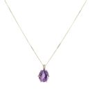 9ct Yellow Gold 0.01ct Diamond and Amethyst Pendant and Chain 18"