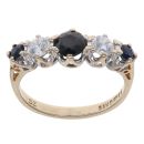 9ct Yellow Gold Created Sapphire and Cubic Zirconia Five Stone Ring