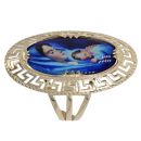 14ct Yellow Gold Our Lady Greek Key Ring