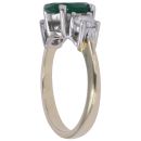 9ct Yellow Gold 0.80ct Brilliant Cut Diamond and Oval Emerald Three Stone Ring