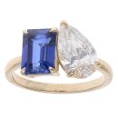 9ct Yellow Gold 2.07ct Pear Cut Lab Grown Diamond And Created Sapphire Ring